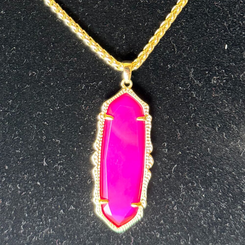 Kendra Scott Gold Long Pink Pendant Necklace